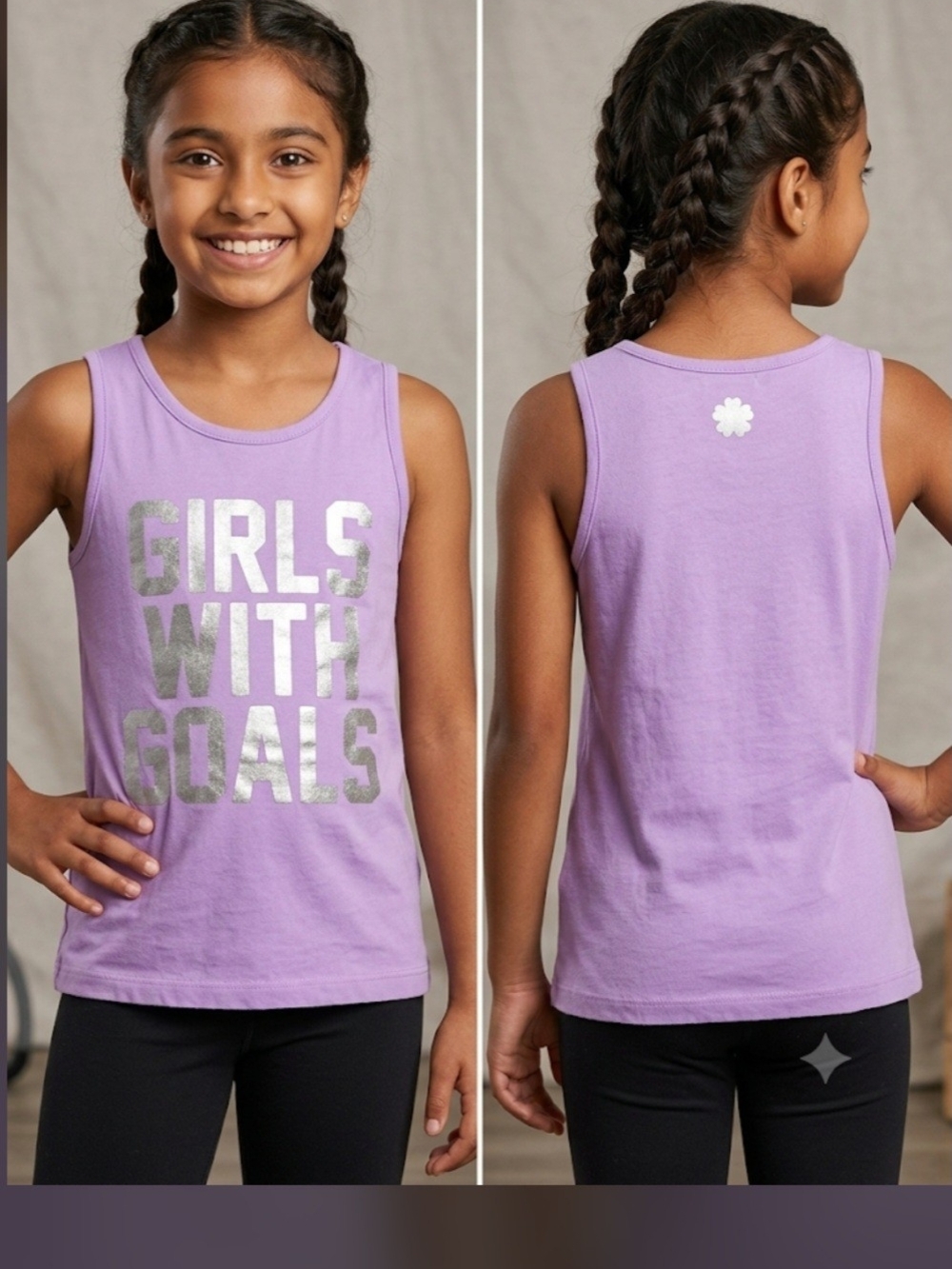 Y2K Pro Player Girls' Lavender 'Girls With Goals' Tank Top 7/8